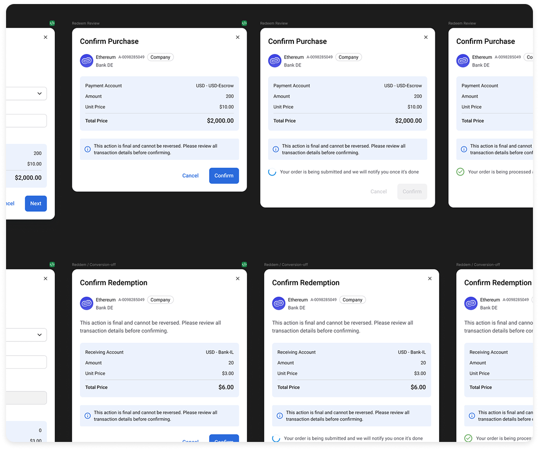 The invest flow on mobile — the same transparency, responsive down to small screens